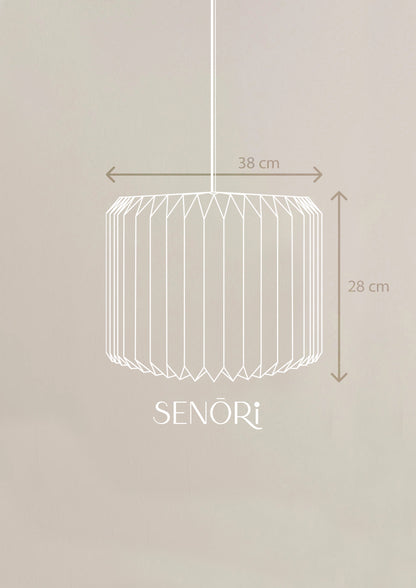 Pleated Lunar Origami Suspension Lamp – Cylindrical Soft Glow Light