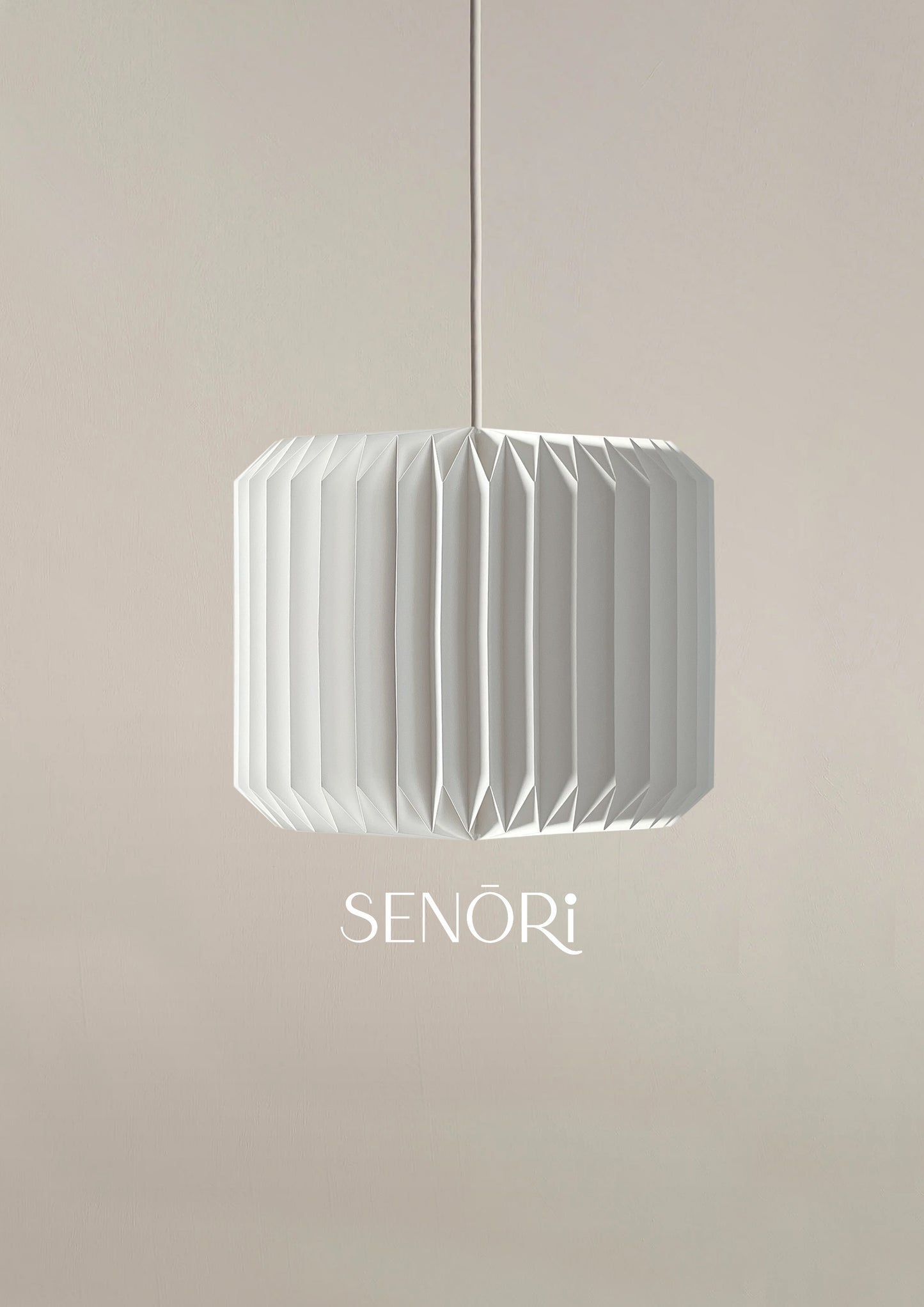 Pleated Lunar Origami Suspension Lamp – Cylindrical Soft Glow Light