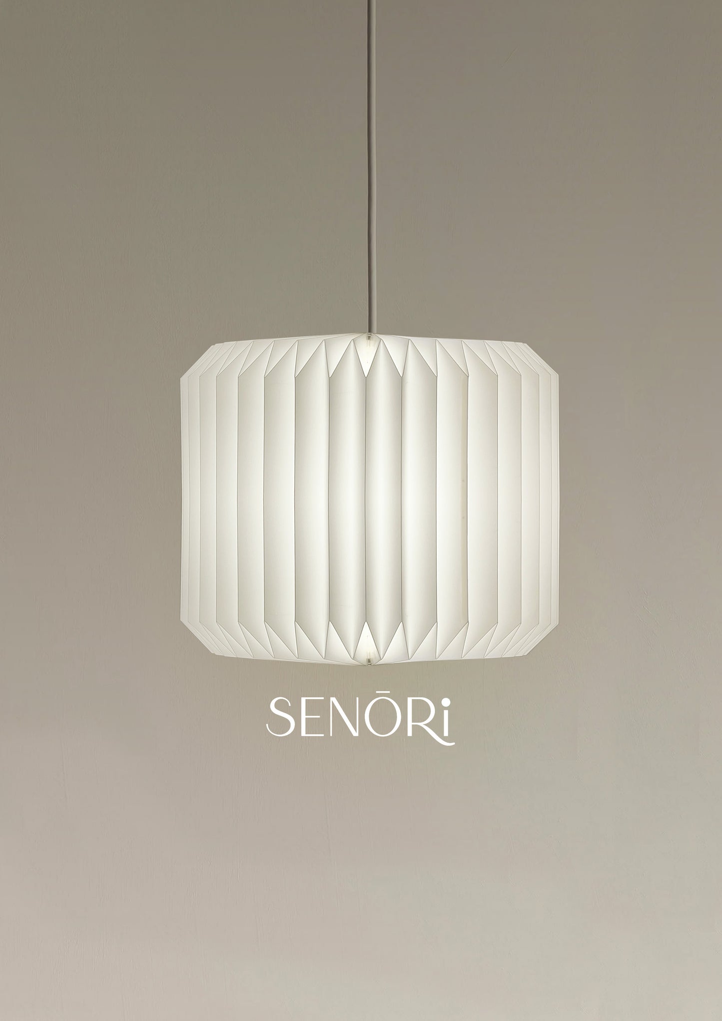 Pleated Lunar Origami Suspension Lamp – Cylindrical Soft Glow Light