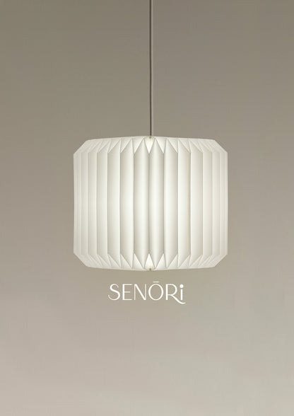 Pleated Lunar Origami Suspension Lamp – Cylindrical Soft Glow Light